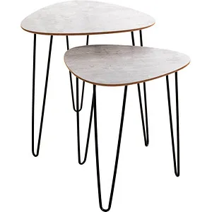 Haku-Möbel Beistelltisch 25656 Messina, 2er Set, dreieckig - Mehrzwecktische - Stilvolles 2er Set in Betonoptik, pflegeleichte Oberfläche und stabiler Stahlrahmen, ideal für moderne Wohnräume.