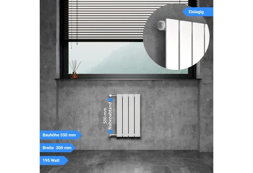 WITEN&NOCK Design Heizkörper Flach Paneelheizkörper Weiß 300 x 550 mm