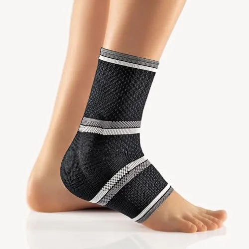 Bort 054600 TaloStabil Eco Aktiv-Sprunggelnkbandage, schwarz, Gr. large - Medizinische Verbrauchsmaterialien für Knöchel – Hochwertige Bandage mit Softflex-Gestrick für optimale Stabilität, Komfort und zwei silikonpelotten zur Massage.