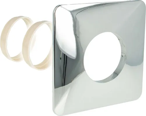 JS Abdeckrosette 140 x 140 mm, KS-verchromt - Typ AR-CR - Sanitärinstallation mit hochwertiger verchromter Abdeckrosette, inkl. 2 Distanzringen für einfache Montage, ideal für Unterputzmontage von Wasserzählern.