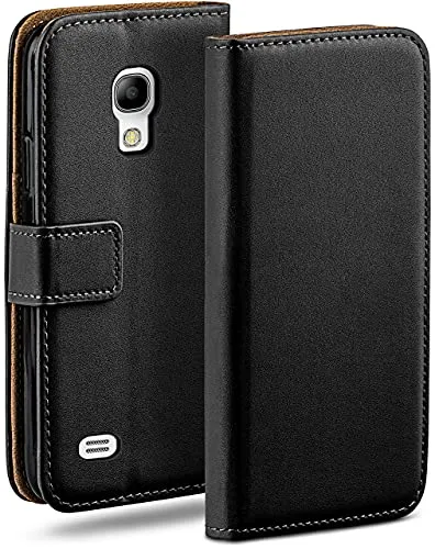 moex Book Case für Samsung Galaxy S4 Handyhülle mit Kartenfach, Hülle klappbar 360 Grad Schutzhülle, Klapphülle Flip Case Cover, PU Leder Handytasche Lederhülle, Schwarz
