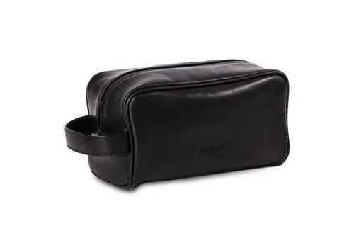 Gentlemen's Kulturbeutel aus Leder – Stilvoller Reisebegleiter - Hochwertiger Kulturbeutel aus echtem Leder, wasserabweisend und geräumig – ideal für Reisen und Alltag. Mit durchdachter Innenaufteilung und integriertem Haken für mehr Komfort.
