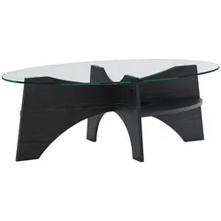 OKWISH Ovaler Couchtisch aus Sicherheitsglas 104,9x60 cm - Eleganter Couchtisch mit ovaler Glasplatte und praktischem Ablagefach. Ideal für jeden Wohnraum, vereint modernes Design mit Funktionalität und sorgt für eine freundliche Atmosphäre.