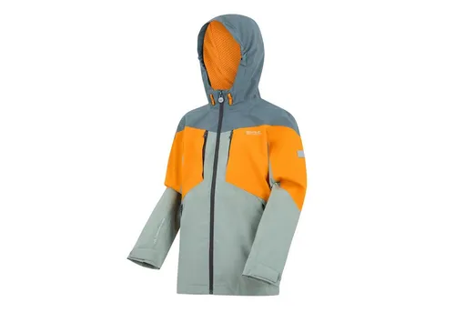 Regatta Funktionsjacke ''Highton VI'' für Kinder in Grau/Orange, Größe 152 - Funktionsjacke für Kinder, wasserabweisend und atmungsaktiv mit 10.000 g/m², ideal für aktive Abenteuer im Freien.