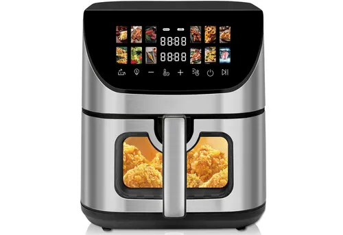 WHEELYOU Heißluftfritteuse XXL Airfryer 9L mit LED-Display - Genieße gesunde, knusprige Gerichte mit der WHEELYOU XXL Airfryer! Mit 9L Kapazität und 1800 W für gleichmäßige Ergebnisse – ideal für Familien und Partys. Einfach zu bedienen und leicht zu reinigen.
