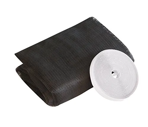 Windhager Insektenschutz Fliegengitter Insektenschutzgewebe, individuell kürzbares Polyestergewebe, feinmaschig, UV-beständig, inkl. Montage-Klettband, Anthrazit, 150 x 180 cm