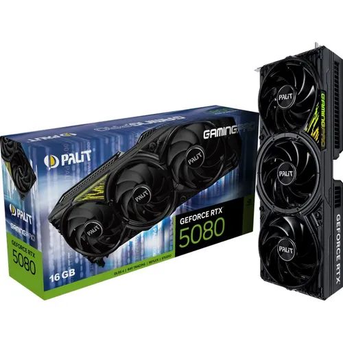 Palit GeForce RTX 5080 GamingPro V1 - 16GB GDDR7 - Grafikkarten mit 16 GB GDDR7, ideal für anspruchsvolles Gaming und grafikintensive Anwendungen, bietet herausragende Leistung mit einem Boost-Takt von 2617 MHz.