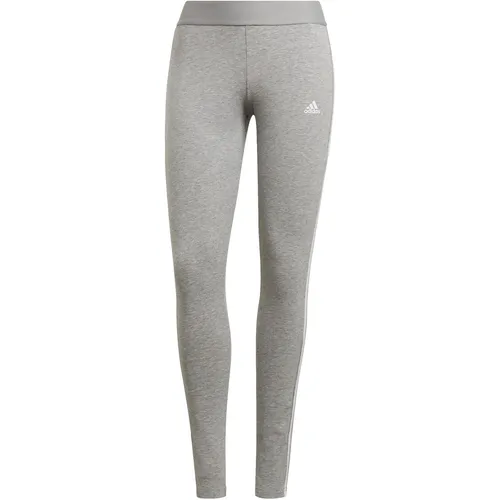 adidas Sportswear Leggings mit Label-Details in Hellgrau, Größe S - Damen Tights aus Baumwoll-Elasthan-Mix, eng anliegend mit elastischem Bund für optimalen Tragekomfort und stylische Label-Details.