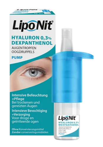 Lipo Nit Augentropfen Gel Hyaluron 0,3% Dexpanthenol 10ml Pump Neu