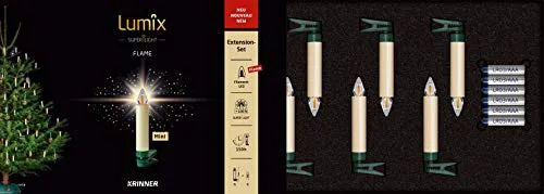 Lumix® SuperLight Flame Mini Elfenbein LED Christbaumkerzen 6er Set - Weihnachtsbeleuchtung mit kabellosen LED Kerzen für ein sicheres, stimmungsvolles Fest. Die einzigartige FADEN-LED sorgt für strahlendes Licht und beeindruckendes Flackern in fünf Helligkeitsstufen.