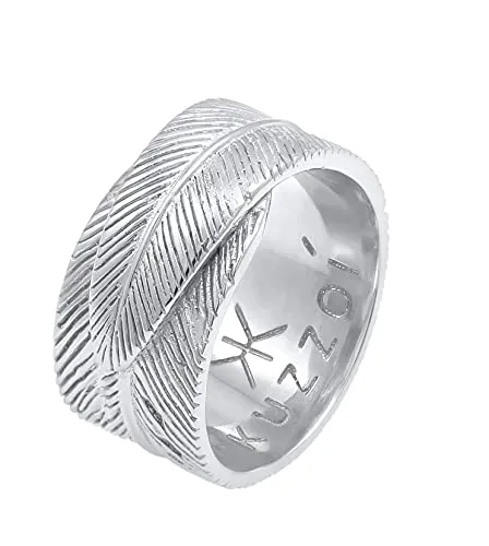 Kuzzoi Massiver Herrenring im Feder Design in silber von Kuzzoi