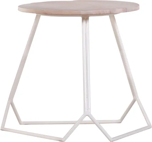 Beistelltisch GUTMANN FACTORY, beige - Gartentisch aus hochwertigem Massivholz und pulverbeschichtetem Metall, pflegeleicht und ideal für stilvolle Garten- oder Terrassengestaltung.