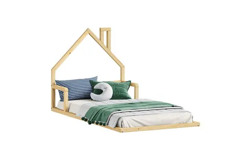IDIMEX Kinderbett ELOA, Bodenbett 90x200 cm - Montessori-inspiriertes Kinderbett aus massivem Kiefernholz, bietet eine natürliche Optik und fördert die Selbstständigkeit der Kinder.