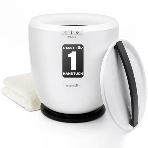 SereneLife Elektrischer Handtuchwärmer Eimer - Handtuchwärmer für Spa & Wellness mit Timer und 12 Litern Kapazität – ideal für warme Handtücher und Bademäntel, energiesparend und sicher dank Überhitzungsschutz.