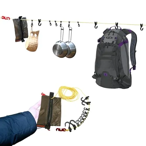onewind Camping-Wäscheleine, leicht, tragbar, 6 m, Aluminium-Spanner, wetterbeständig, UHMWPE-Kernseil und kompakter Aufbewahrungssack für Outdoor-Reisen