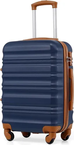 COOLIFE Hartschalen-Koffer Trolley mit TSA-Schloss und 4 Rollen Blau/Braun