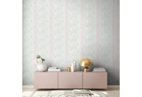 Blümchentapete Blau Rosa Weiß Grün in pink von A.S. Création