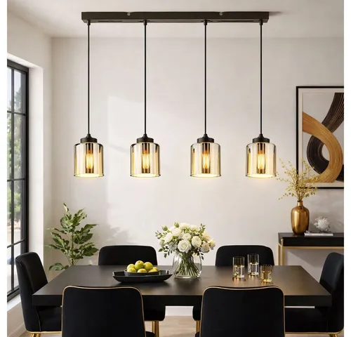 GLOBO LIGHTING LED Pendelleuchte schwarz-chrom mit Leuchtmittel - Moderne Hängeleuchte mit elegantem Design und warmweißem Licht. Höhenverstellbar und ideal für Esszimmer oder Wohnzimmer. Inklusive energieeffizienten LED-Leuchtmitteln.