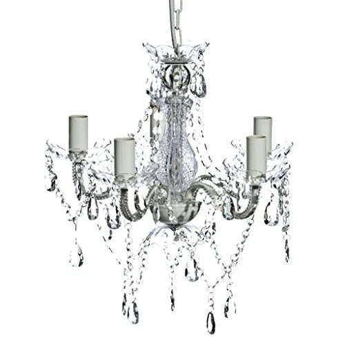 vidaXL 5-flammiger Kristall Kronleuchter - Elegante Deckenlampe aus Kunst-Kristallglas, perfekt für Wohnzimmer, Schlafzimmer oder Esszimmer. Mit funkelnden Perlen und geschwungenen Armen, geeignet für Glühbirnen und LEDs.