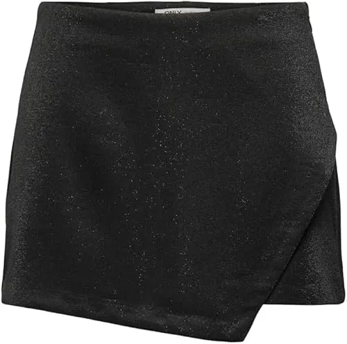 ONLY Damen Skort ONLMIST-LYIA LIFE HW GLIT SKORT PNT (DE/NL/SE/PL, Alphanumerisch, M, Regular, Regular, black)