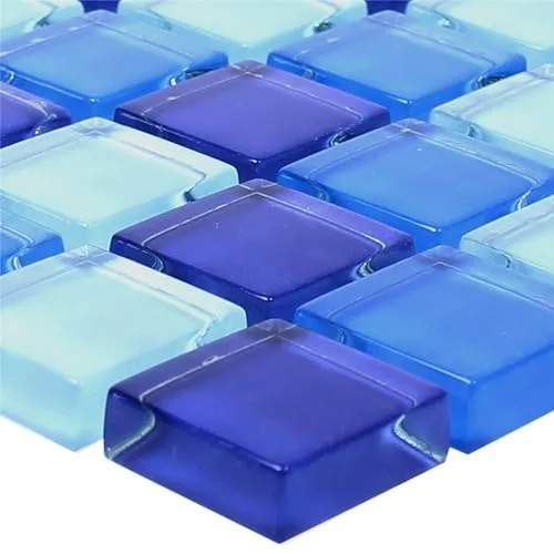 Glasmosaik Fliesen Blau Mix 23x23x8mm in blau von Mosafil