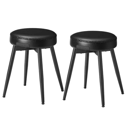 VASAGLE EKHO Esszimmerstühle, 2er Set, Kunstleder, Mid-Century-Modern, tintenschwarz