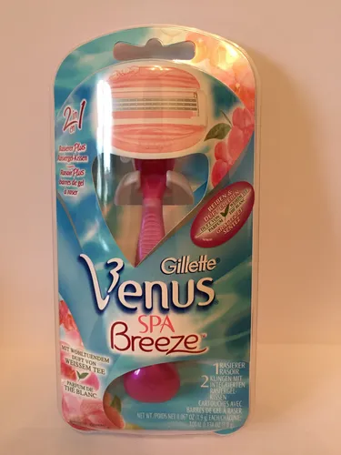 Gillette Venus Spa Breeze, Pink – 2-in-1-Rasierer - Sonstiges Rasierzubehör mit integrierten Rasiergel-Kissen für eine sanfte, gründliche Rasur und entspannendem Duft von weißem Tee.