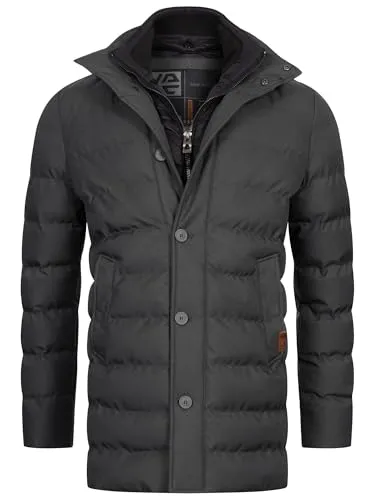 Indicode Herren INWooding Winterjacke mit Stehkragen | Charcoal Mix, M - Stylische Winterjacke mit abnehmbarem Inlay für zusätzlichen Komfort. Hochwertige Steppung sorgt für Kälteschutz. Praktische Taschen bieten Stauraum für wichtige Dinge. Ideal für kalte Tage!