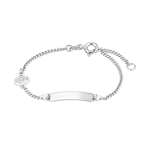 Amor Identarmband 925 Sterling Silber Unisex - Armbänder für Mädchen, gravierbares und längenverstellbares Kinder Ident-Armband aus hochwertigem 925 Sterling Silber, ideal als persönliches Geschenk zur Geburt oder Taufe.