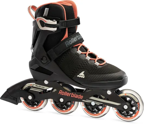 Rollerblade Damen Sirio 84 - Nero/Corallo, X-Small - Inliner für Damen mit integriertem Performance Liner und microverstellbarem Schnellverschluss für optimalen Halt und Komfort beim Fahren.