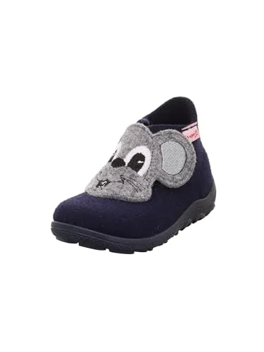 Superfit Jungen HAPPY Slipper, Modern, BLAU/GRAU 8100, Größe 26 - Hausschuhe mit vielen Öffnungen für optimale Atmungsaktivität, ideal für drinnen und mit praktischem Klettverschluss im Motivdesign.