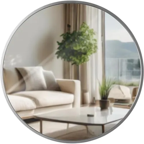 CLP Wandspiegel Elsie - Runder Spiegel in Silber, Größe M - Dekorative Wandspiegel - Der Wandspiegel Elsie in Silber bietet eine moderne Optik und ist vielseitig einsetzbar, ideal für Wohnzimmer, Schlafzimmer oder Bad.