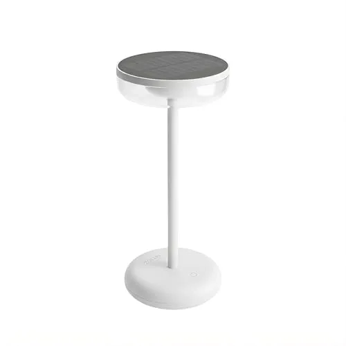 ZOLUNA Bobbie Solarlampen für Außen Tisch, 2700k, IP44 Wasserdicht, Outdoor Tischlampe, Solar Tischlampe Outdoor Stehlampe, LED Outdoor Lampe, Solar Tischleuchte, 11x11x26,5cm, Weiß