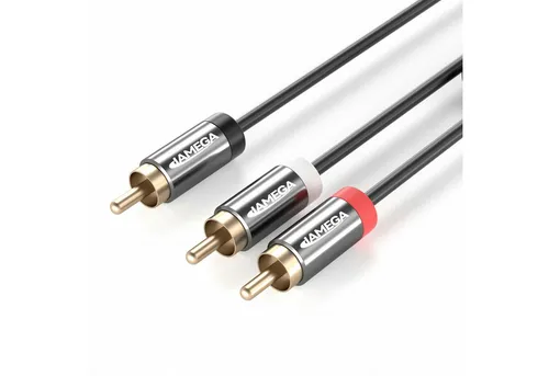 JAMEGA Subwoofer Y-Kabel Cinch RCA Kabel Koaxial HiFi Audio Kabel 3x Cinch Audio-Kabel, CINCH, (200 cm)