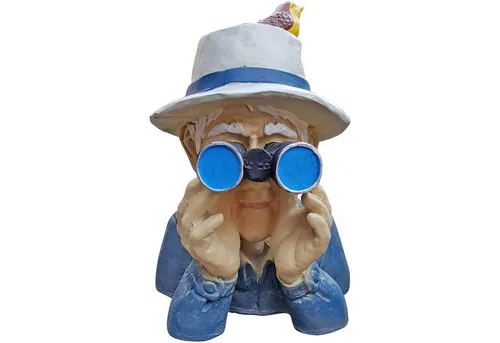 Fachhandel Plus Opa Paschulke Spanner mit Fernglas - Gartenfigur Opa Paschulke aus handbemaltem Polyresin, ca. 28 cm hoch, ein einzigartiger Blickfang für Garten und Terrasse, ideal als Geschenk für Deko-Liebhaber.