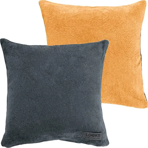 Looks by Wolfgang Joop Wendekissenhülle dunkelgrau/gelb Größe 50x50 cm