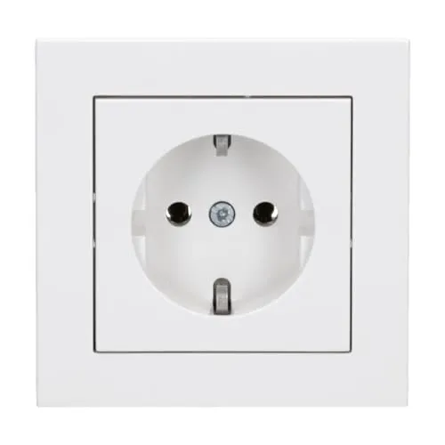 Panasonic Karre Plus 55 Komplett-Set: WDTT03022WH SCHUKO Schutzkontakt-Steckdose + WDTF00012WH Abdeckrahmen 1-fach, reinweiß 55x55 mm