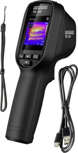 Benning TC 20 Wärmebildkamera - Wärmebildkamera mit Temperaturbereich von -20 bis 550 °C, 25 Hz Bildrate und 2m Fallschutz. Ideal für professionelle Thermographie und Gebäudediagnose.