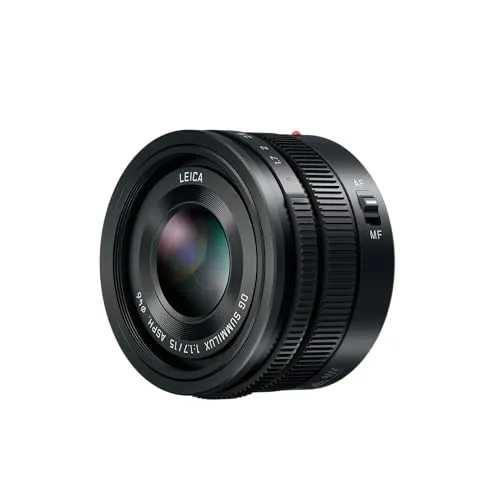 Panasonic Lumix H-X015E9-K Leica DG Summilux 15 mm F1.7 Objektiv - Micro Four Thirds Objektiv mit F1.7 Blende für hervorragende Leistung bei schwachem Licht und beeindruckendes Bokeh, ideal für Videoaufnahmen und Landschaftsfotografie.