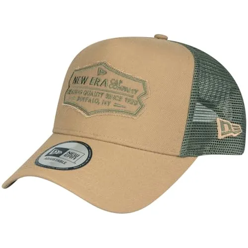 New Era Adjustable Trucker Cap - Retro Patch Khaki/Oliv - Stylische A-Frame Trucker Cap mit verstellbarem Riemen für perfekten Sitz und individuellen Style.