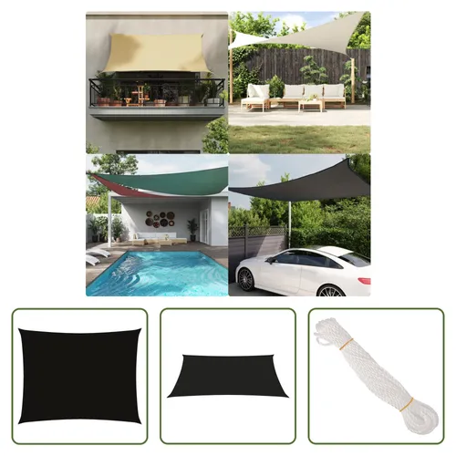 The Living Store Sonnensegel Oxford-Gewebe Rechteckig 2,5x3,5 m Schwarz