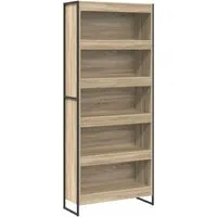 vidaXL Bücherregal 2-Tlg Sonoma 80 x 30 x 155 cm - Industrielles Bücherregal aus hochwertigem Holzwerkstoff, bietet eleganten Stauraum für Bücher und Deko. Robuste Stahlbeine garantieren Stabilität und einen modernen Look.