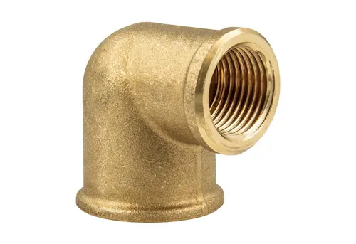tecuro Gewindefitting Winkel 90° beidseitig Innengewinde Rp zylindrisch, Messing blank, 3/4 x 1/2 Zoll