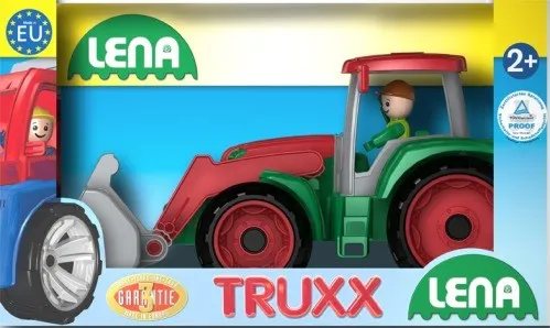 Lena 4417 Truxx Traktor mit Frontschaufel - 35 cm, hochwertiger Kunststoff und verzinkte Stahlachsen für drinnen und draußen, ideal für Kinder ab 2 Jahren