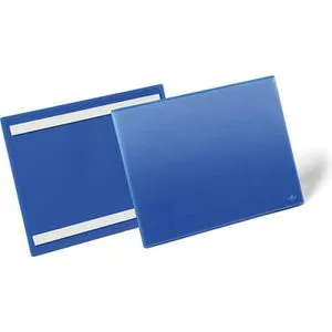 Durable Selbstklebende Kennzeichnungstasche A4 quer, Packung à 50 Stück - Praktische Etikettenträger für metallische Oberflächen, scannertauglich und dokumentenecht. Ideal für Lagerregale und Metallbehälter.