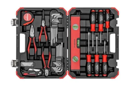Gedore RED R38003043 Werkzeugset - Vielseitiger Werkzeugkoffer mit 35 hochwertigen Werkzeugen, ideal für Heimwerker und Profis, inklusive präziser Wasserwaage und ergonomischen Zangen für optimale Handhabung.