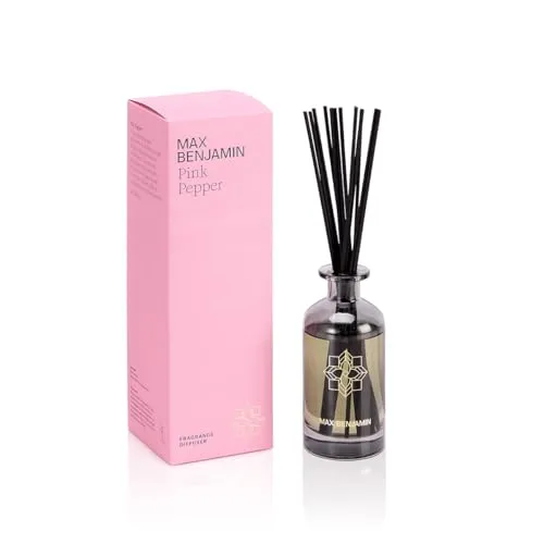 Max Benjamin Diffuser Pink Pepper 150ml - Duftöldiffusoren, luxuriöser Aromadiffuser mit umhüllendem Grapefruit Shores Duft, hält bis zu 4 Monate an und verleiht jedem Raum Eleganz.