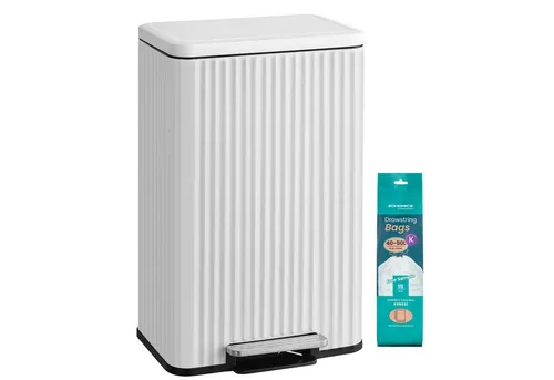 SONGMICS Mülleimer 50L aus Stahl mit Softclose - Eleganter Abfalleimer für die Küche mit Softclose-Funktion. Der 50L Eimer aus hochwertigem Stahl überzeugt durch Langlebigkeit und stilvolles Design. Ideal für einen komfortablen und leisen Einsatz im Alltag.