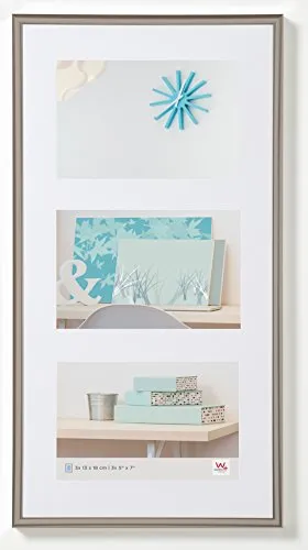 walther design Bilderrahmen stahl 3x 13x18 cm Galerie mit Passepartout, New Lifestyle Kunststoffrahmen KV338D