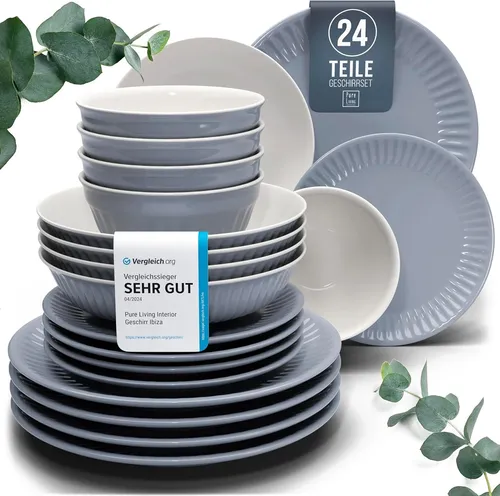 PURE LIVING INTERIOR DESIGN Geschirr-Set „Hygge“ 24-tlg. für 6 Personen